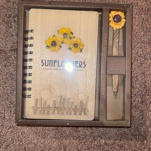 sunflower wood journal with wood pen